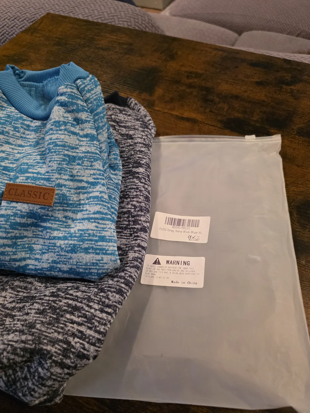Two New Dog Shirt/fleece - Navy Blue Heather & Teal Heather